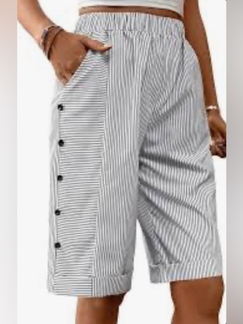 STRIPED GAUCHO SHORTS - no brand no material tag
